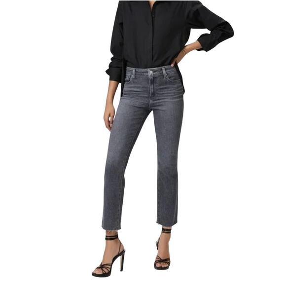 Paige Cindy Raw Hem Antique Black Ankle Mid Rise Jeans Size 23 NWT - Picture 1 of 8